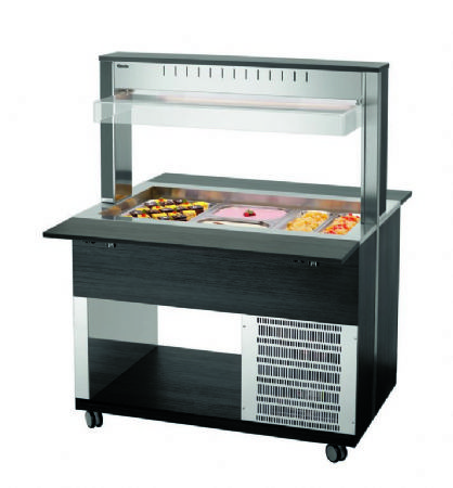 Chariot buffet rfrigr anthracite avec 3 bacs GN 1/1 - 1170x1245x1510 mm