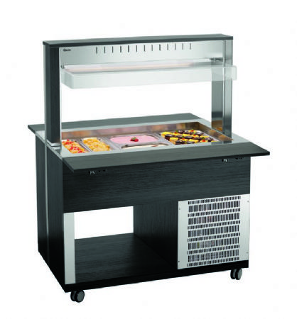 Chariot buffet rfrigr anthracite avec 3 bacs GN 1/1 - 1170x1245x1510 mm