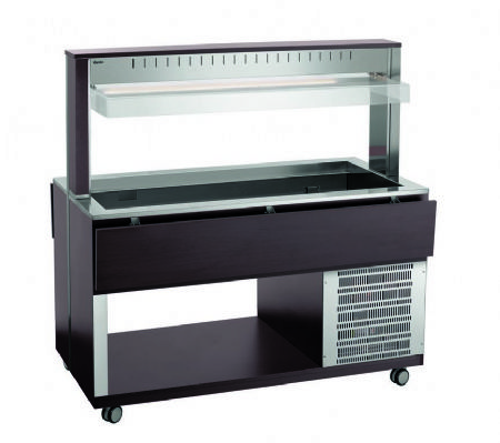 Chariot buffet rfrigr noir avec 4 bacs GN 1/1 - 1500x1250x1425 mm