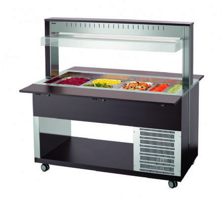 Chariot buffet rfrigr noir avec 4 bacs GN 1/1 - 1500x1250x1425 mm