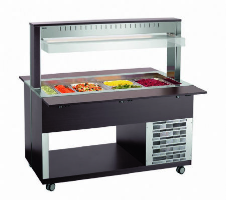 Chariot buffet rfrigr noir avec 4 bacs GN 1/1 - 1500x1250x1425 mm