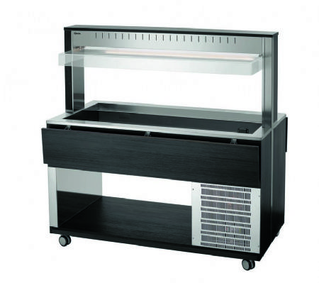 Chariot buffet rfrigr en anthracite avec 4 bacs GN 1/1 - 1500x1250x1425 mm