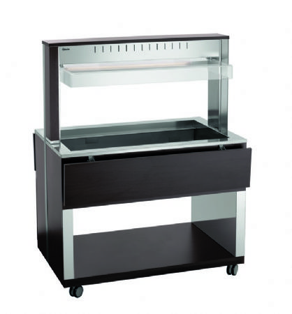 Chariot buffet chauffant noir avec 3 bacs GN 1/1 - 1170x1250x1510 mm