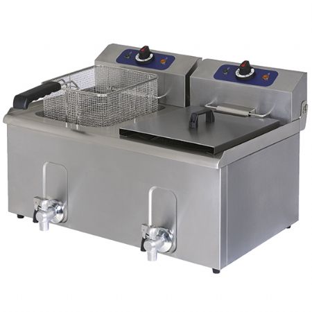 Friteuse professionnelle lectrique de table avec robinet de vidange capacit de l'huile 10+10 litres