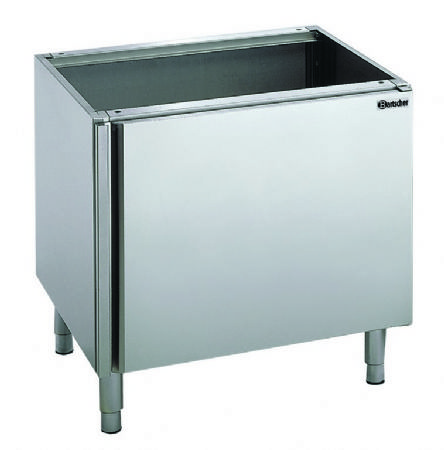 Soubassement ouvert en acier au nickel-chrome 18/10 avec porte battante - 1000x550x580 mm