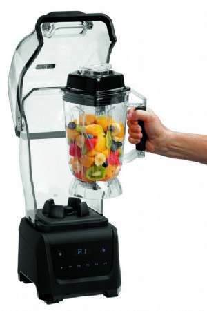 Blender professionnel noir commande tactile avec capot insonorisant et bol transparent 2,5 litres - 1,68 kW