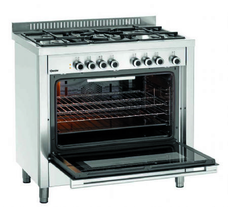 Cuisinire  gaz professionnelle avec four lectrique et 5 brleurs - 900x600x900 mm