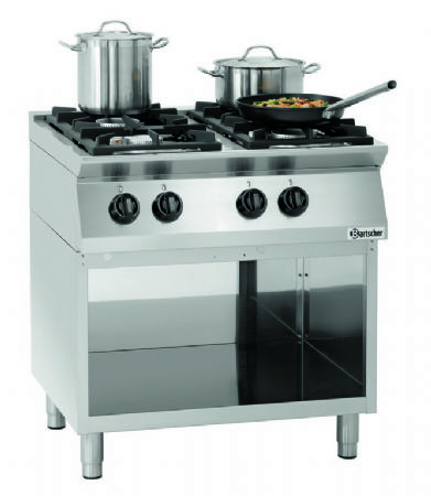 Cuisinire  gaz professionnelle 4 brleurs sur coffre ouvert - 800x700x910 mm