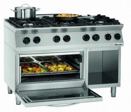 Cuisinire  gaz professionnelle 6 brleurs sur four lectrique  - 1200x700x910 mm