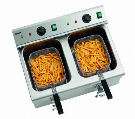 Friteuse de table  induction professionnelle 2 cuves de 8 litres - 580x575x415 mm