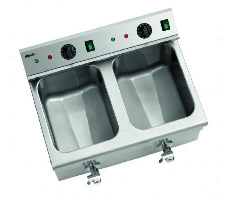 Friteuse de table  induction professionnelle 2 cuves de 8 litres - 580x575x415 mm