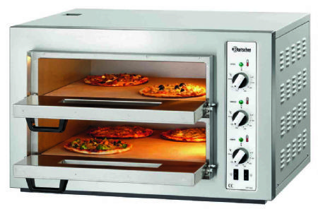 Four  pizza professionnel triphas 2 chambres pour 2x4 pizza  25 cm - 800x750x510 mm