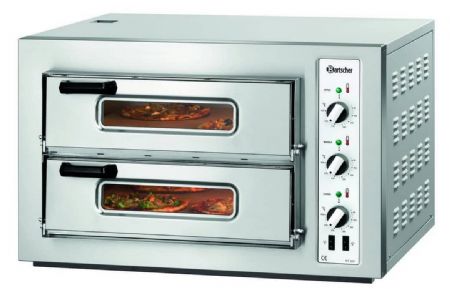 Four  pizza professionnel triphas 2 chambres pour 2x4 pizza  25 cm - 800x750x510 mm