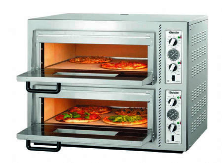 Four  pizza professionnel triphas 2 chambres pour 2x4 pizza  30 cm - 930x835x730 mm