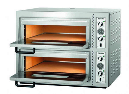 Four  pizza professionnel triphas 2 chambres pour 2x4 pizza  30 cm - 930x835x730 mm