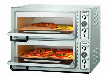 Four  pizza professionnel triphas 2 chambres pour 2x4 pizza  30 cm - 885x790x710 mm