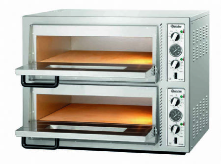 Four  pizza professionnel triphas 2 chambres pour 2x4 pizza  30 cm - 885x790x710 mm