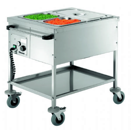 Chariot bain-marie de restauration avec 2 cuves GN 1/1 - 650x820x855 mm