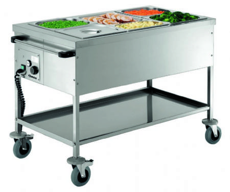 Chariot bain-marie de restauration avec 3 cuves GN 1/1 - 650x1200x855 mm