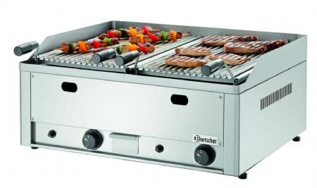 Grill gaz pierre de lave  poser avec 2 zones - 660x570x282 mm