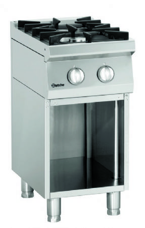 Cuisinire  gaz professionnelle sur coffre ouvert avec 2 brleurs - 400x690x890 mm