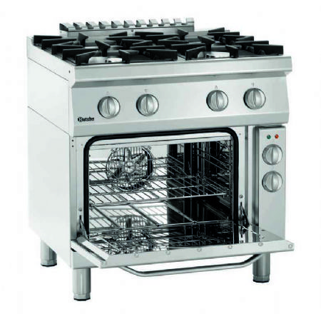 Fourneau gaz professionnel 4 brleurs sur four triphas - 800x700x850 mm