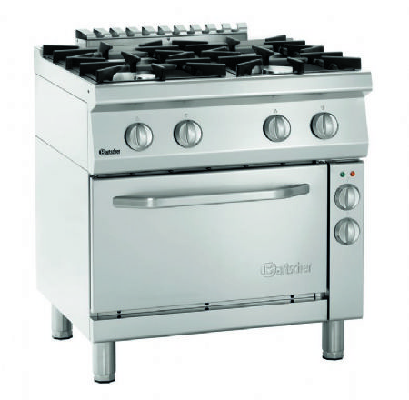 Fourneau gaz professionnel 4 brleurs sur four triphas - 800x700x850 mm