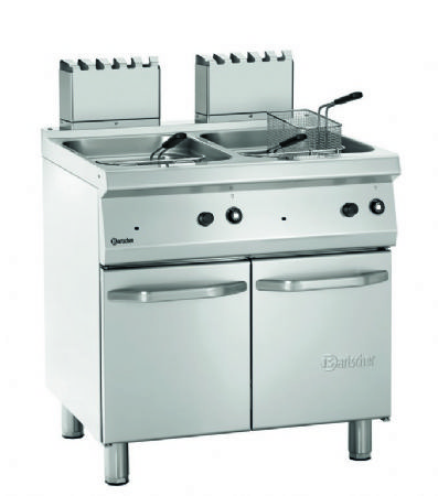 Friteuse gaz professionnelle sur meuble 2 portes battantes 2x15L - 800x700x850 mm