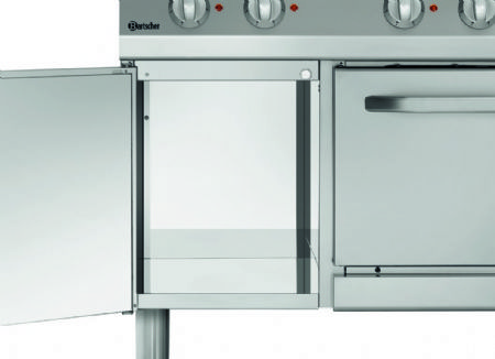 Cuisinire professionnelle triphase 6 plaques rondes sur four lectrique et coffre - 1200x700x850 mm