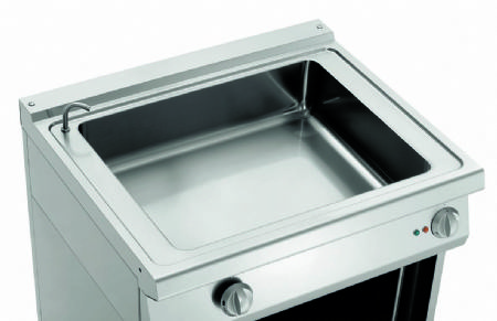 Bain-marie professionnel monophas avec 1 cuve GN 2/1 sur coffre ouvert - 800x700x850 mm