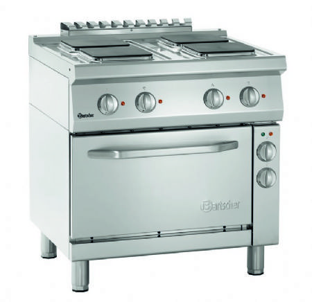 Cuisinire professionnelle triphase 4 plaques carres sur four lectrique - 800x700x850 mm