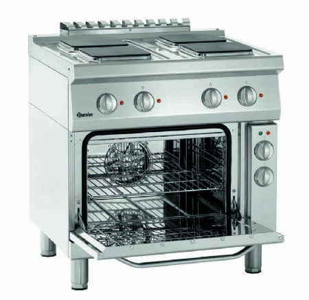 Cuisinire professionnelle triphase 4 plaques carres sur four lectrique - 800x700x850 mm