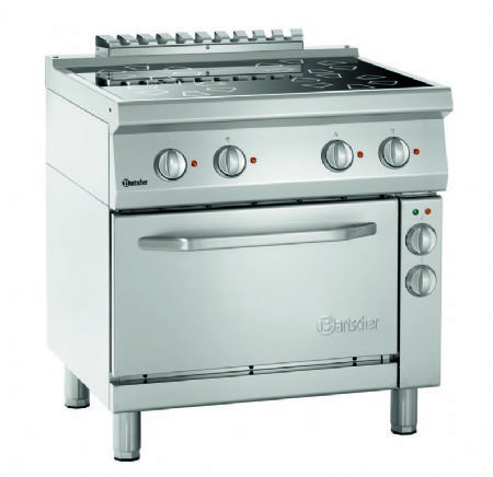 Cuisinire professionnelle triphase 4 zones vitrocramiques sur four lectrique - 800x700x850 mm