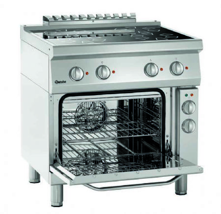 Cuisinire professionnelle triphase 4 zones vitrocramiques sur four lectrique - 800x700x850 mm