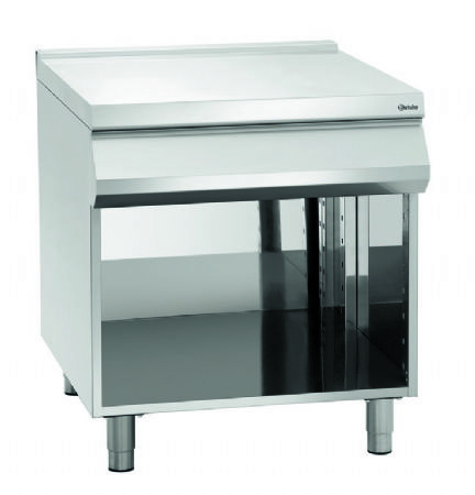 Meuble inox ouvert avec plan de travail -800x900x900 mm