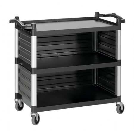 Chariot de service noir avec 3 tablettes - 1000x495x920 mm