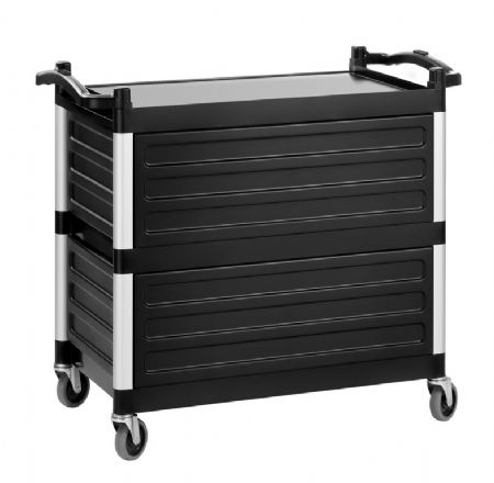 Chariot de service noir avec 3 tablettes - 1000x495x920 mm