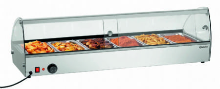 Vitrine chauffante avec 6 bacs GN 1/3 - 68 litres - 1135x420x335 mm