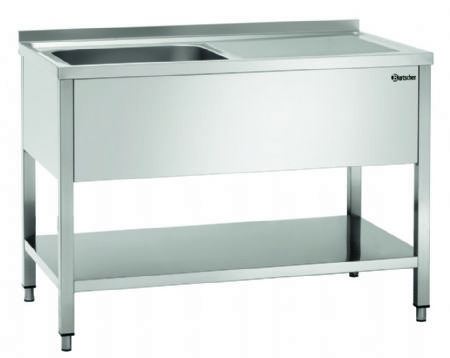 Plonge inox adosse avec tagre et bac  gauche - 1200x700x850 mm