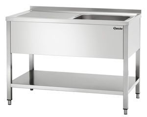 Plonge inox adosse avec tagre et bac  gauche - 1400x700x850 mm