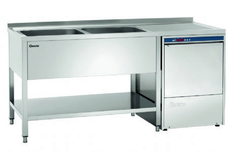 Plonge inox adosse avec tagre et emplacement lave-vaisselle  droite - 1600x700x850 mm