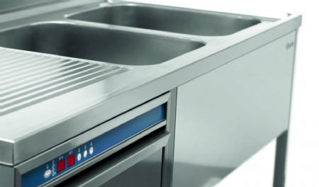 Plonge inox adosse avec tagre et emplacement lave-vaisselle  droite - 1600x700x850 mm