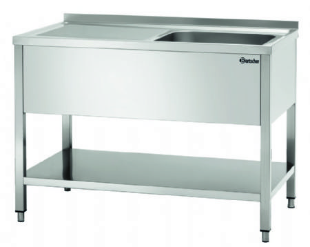 Plonge inox adosse avec tagre et bac  droite - 1200x700x850 mm