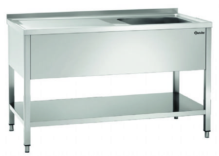 Plonge inox adosse avec tagre et bac  droite - 1400x700x850 mm