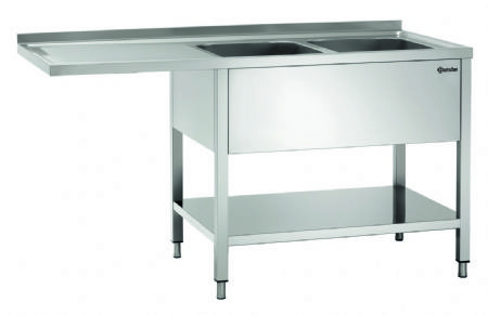 Plonge inox adosse avec tagre et emplacement lave-vaisselle  gauche - 1600x700x850 mm