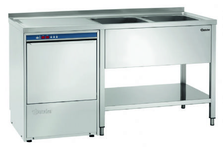 Plonge inox adosse avec tagre et emplacement lave-vaisselle  gauche - 1600x700x850 mm