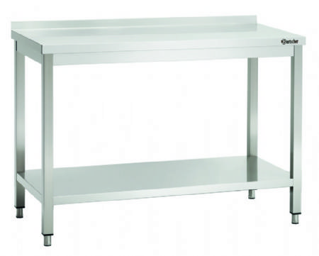 Table de travail inox adosse pour restauration avec tagre - 1200x600x850 mm