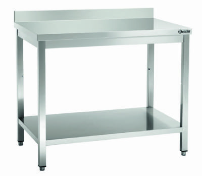 Table de travail inox adosse pour restauration avec tagre - 1200x700x850 mm