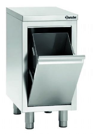 Range-poubelle inox avec porte  trappe - 400x700x850 mm