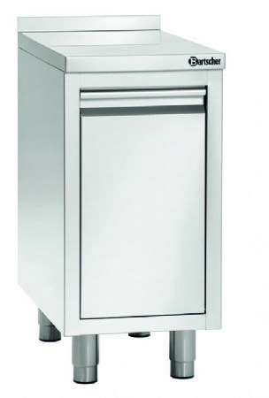 Range-poubelle inox avec porte  trappe et dosseret - 400x700x850 mm